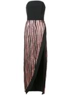 Christian Siriano Panelled Strapless Dress - Pink & Purple