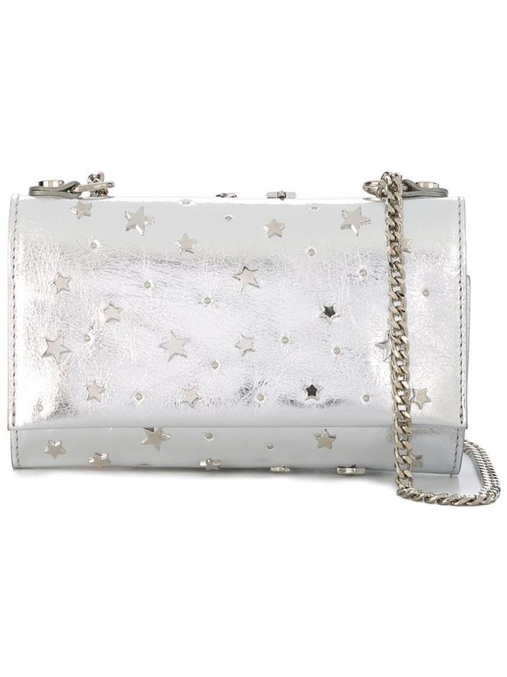 Orciani Star Studded Clutch, Women's, Grey, Patent Leather