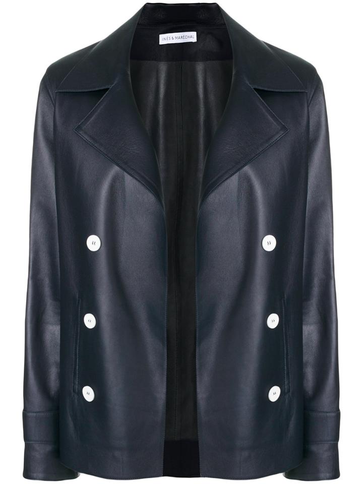 Inès & Maréchal Double Breasted Leather Jacket - Black