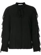 L'autre Chose Ruffled Sleeve Shirt - Black