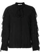 L'autre Chose Ruffled Sleeve Shirt - Black