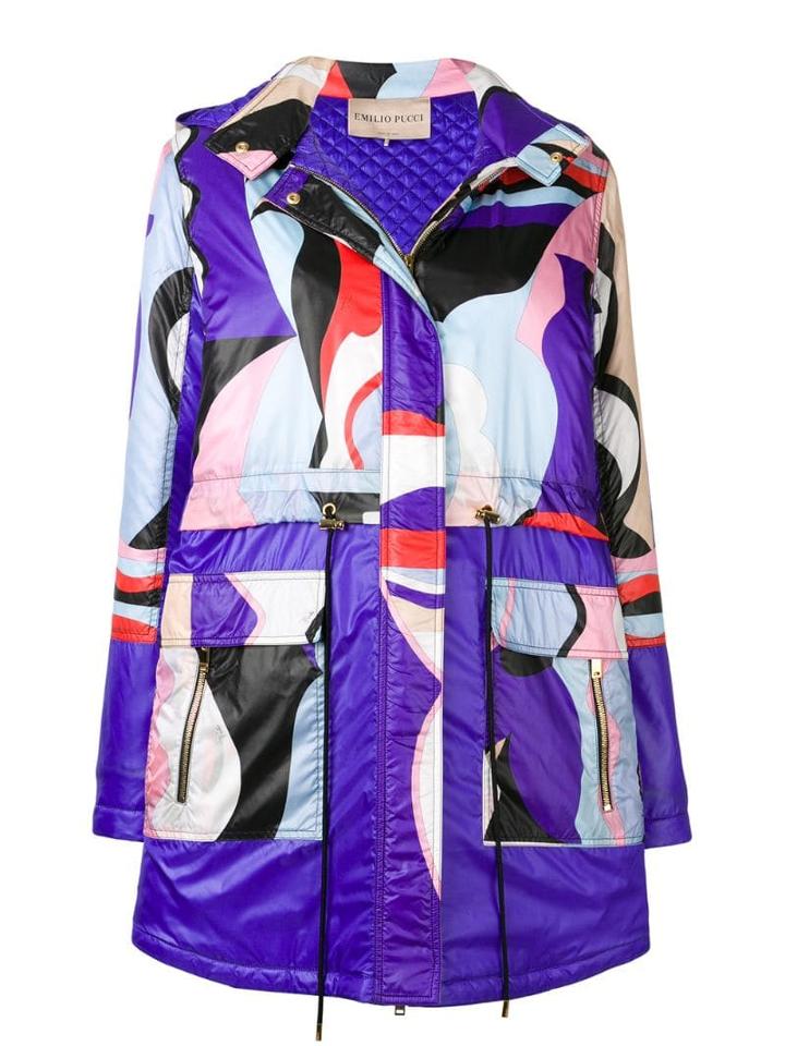 Emilio Pucci Vallauris Print Panelled Coat - Purple