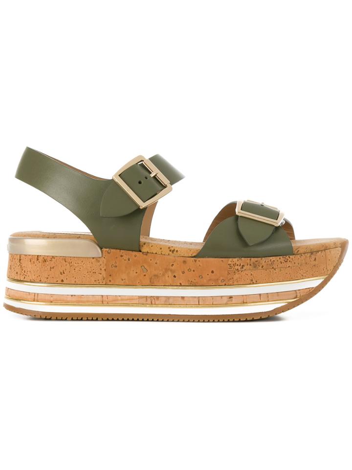 Hogan Chunky Heel Sandals - Green
