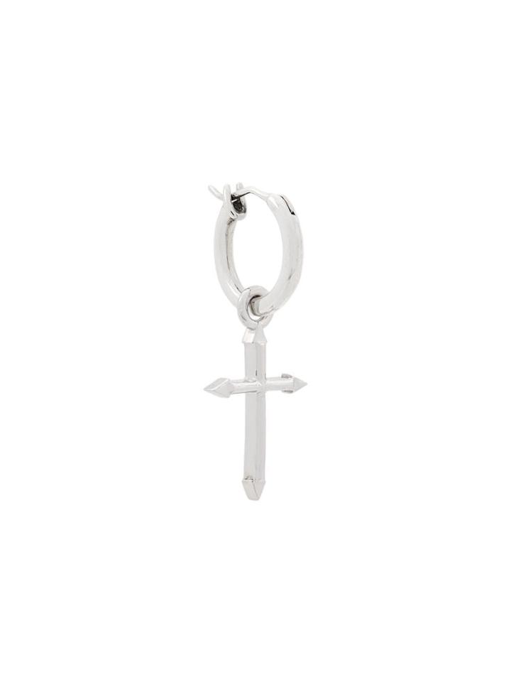 Northskull Crucifix Hoop Earring - Silver