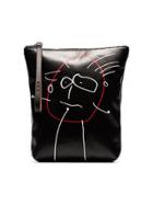 Plan C Black Sketch Painted Leather Clutch Bag