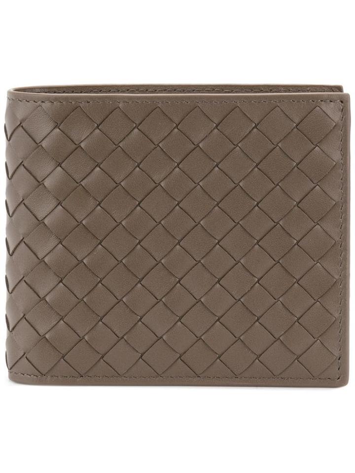 Bottega Veneta Steel Intrecciato Bi-fold Wallet - Grey