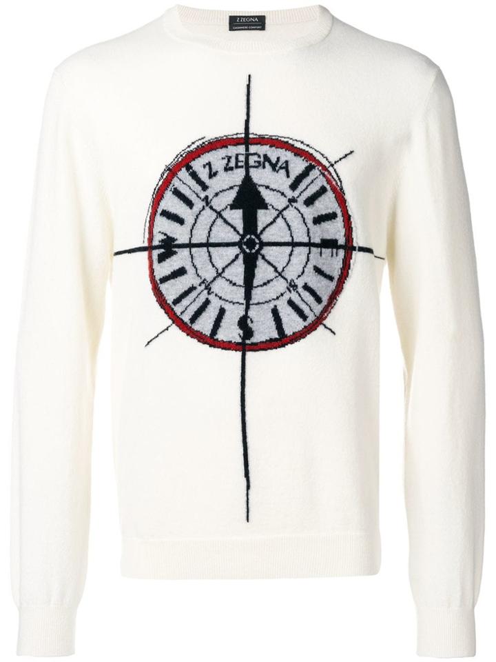 Z Zegna Compass Cashmere Jumper - White