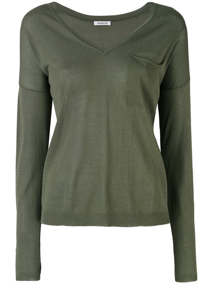 P.a.r.o.s.h. - Knitted Sweater - Women - Cotton/viscose - L, Green, Cotton/viscose