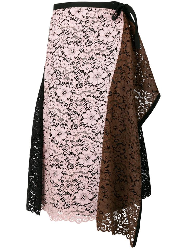 Antonio Marras Contrast Lace Detail Skirt - Pink & Purple