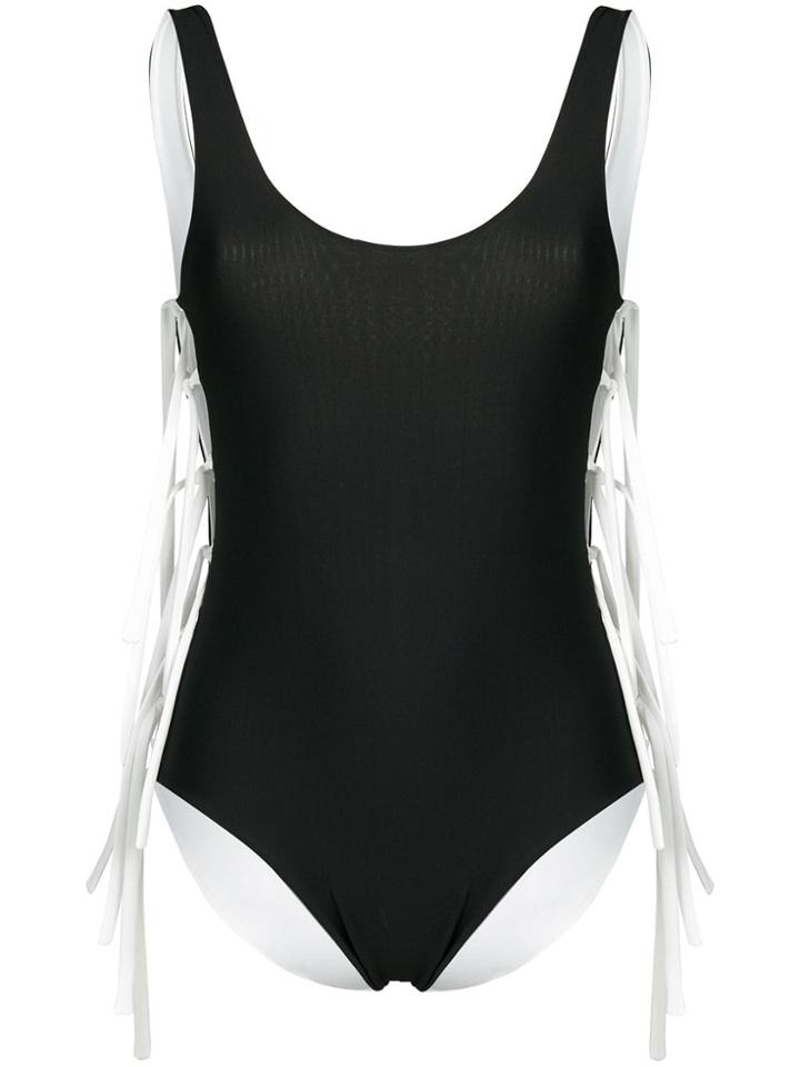 L'autre Chose Lace-up Detail Swimsuit - Black