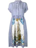 P.a.r.o.s.h. - Striped Pirate Ship Shirt Dress - Women - Silk - Xs, White, Silk