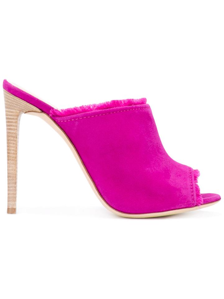 Giuseppe Zanotti Design Frayed Stiletto Mules - Pink & Purple