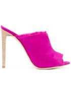 Giuseppe Zanotti Design Frayed Stiletto Mules - Pink & Purple