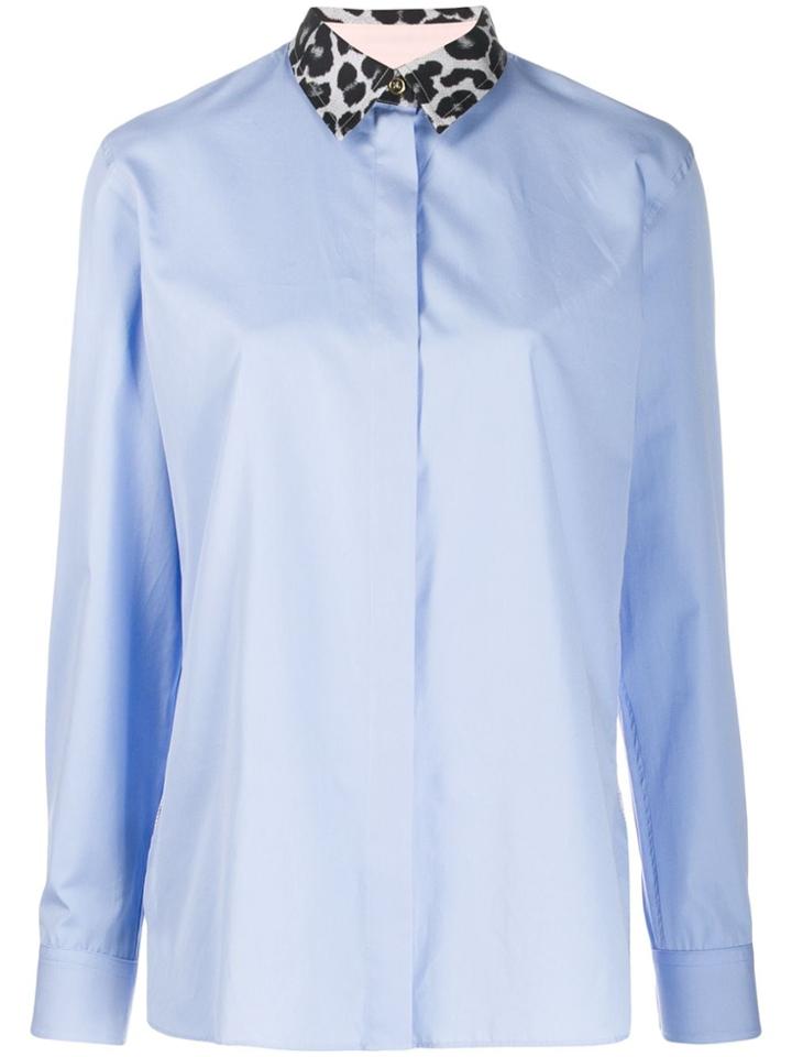 Paul Smith Leopard-print Collar Shirt - Blue