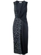 Jason Wu Panelled Herringbone Midi Dress, Women's, Size: 4, Black, Cotton/polyester/virgin Wool