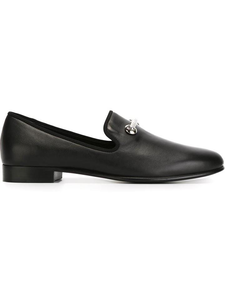 Giuseppe Zanotti Design Classic Loafers, Men's, Size: 39, Black, Nappa Leather/leather/viscose