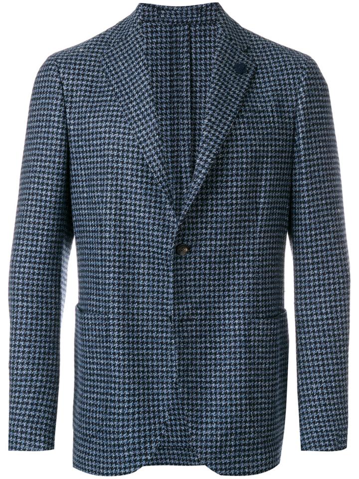 Lardini Houndstooth Check Blazer - Blue