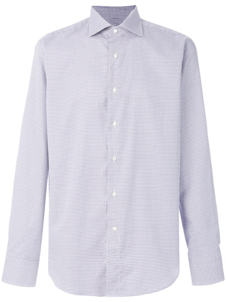 Canali Micro Motif Dress Shirt - Blue