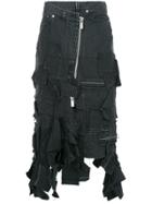 Sacai Twisted Denim Midi Skirt - Black