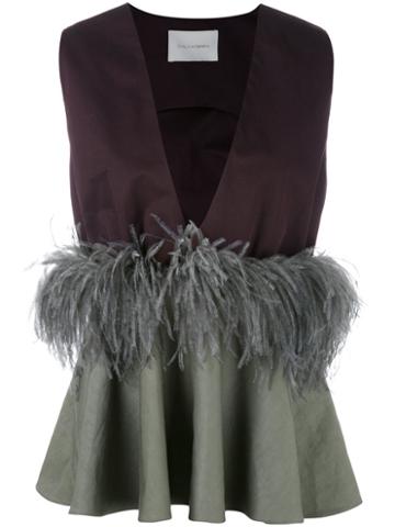 Calcaterra - Feather Detail Top - Women - Cotton - 40, Brown, Cotton