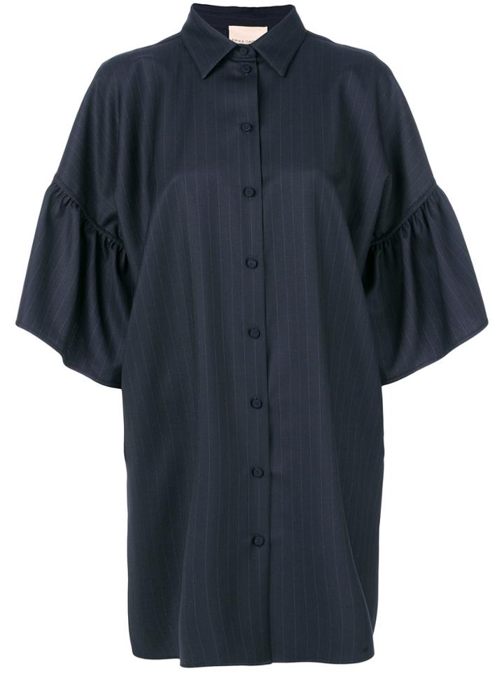 Erika Cavallini Pinstripe Buttoned Dress - Blue