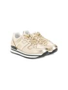 Hogan Kids Teen Logo Patch Low Top Sneakers - Gold