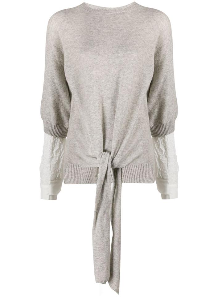 Maison Flaneur Layered Knitted Top - Grey