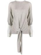 Maison Flaneur Layered Knitted Top - Grey