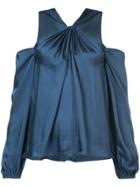 Elizabeth And James Twist Halterneck Off The Shoulder Blouse - Blue