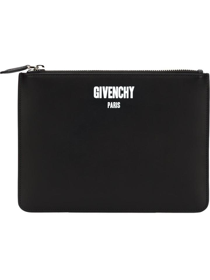 Givenchy 'paris' Clutch, Adult Unisex, Black, Leather