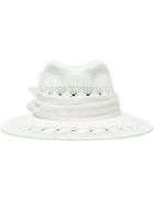 Maison Michel Henrietta Raffia Hat With Bow Detail - White