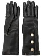Gucci Button Trim Long Gloves - Black