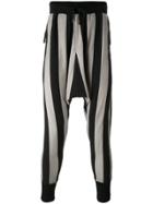 Unconditional Striped Drop-crotch Drawstring Trousers - Black