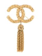 Chanel Vintage Cc Tassel Brooch - Gold