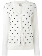 Marc Jacobs Embroidered V-neck Sweater, Women's, Size: Xs, White, Wool