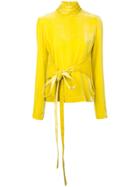 Cédric Charlier Velvet Tie-fastening Blouse - Yellow & Orange