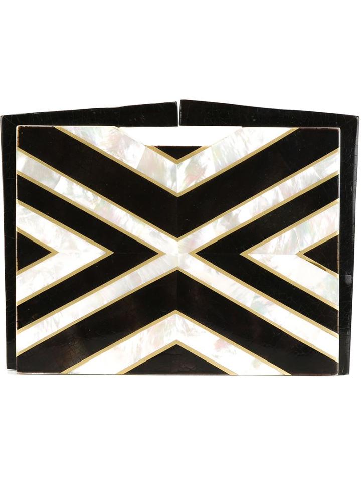 Nathalie Trad Lenox Clutch Bag, Women's, Black, Plexiglass/mother Of Pearl
