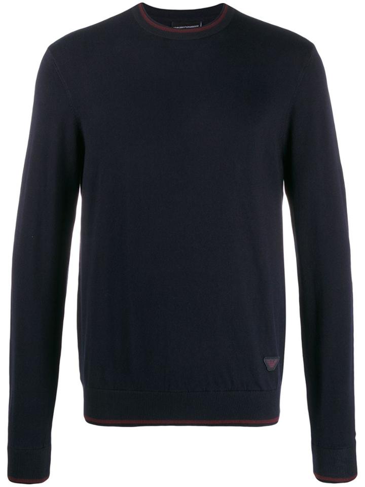 Emporio Armani Relaxed-fit Two-tone Jumper - Blue