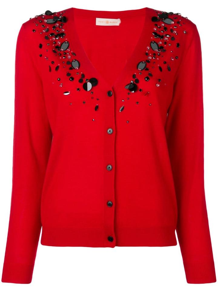 Tory Burch Embellished Cardigan - Red