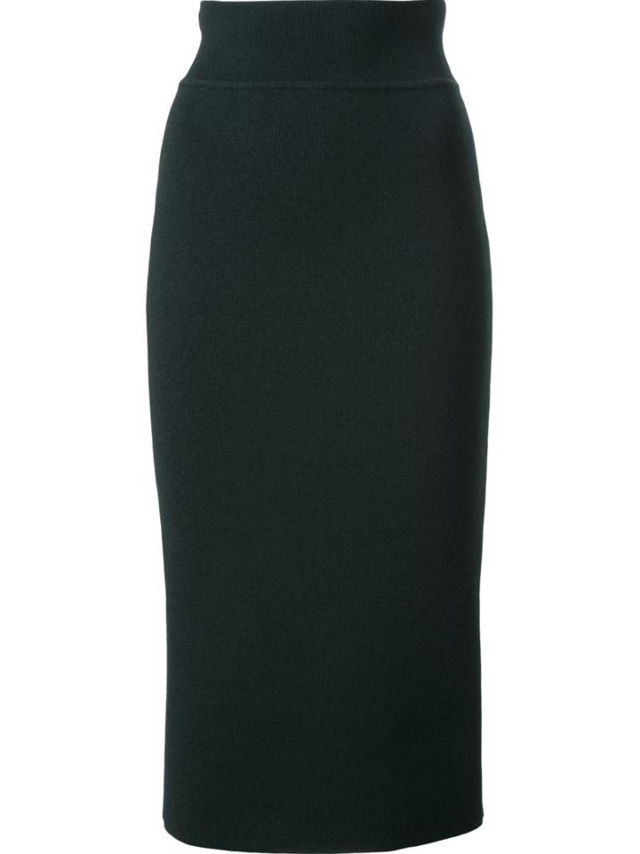 Scanlan Theodore Crepe Back Slit Skirt, Women's, Size: Medium, Green, Viscose