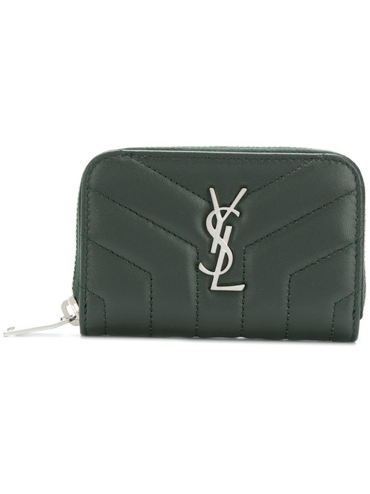Saint Laurent Quilted Logo Wallet - Green
