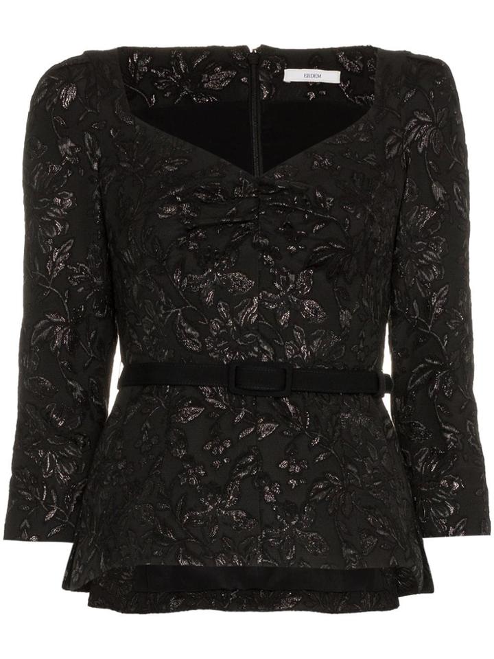 Erdem Valda Floral Jacquard Top - Black