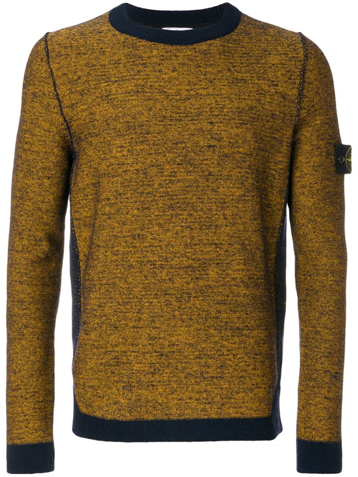 Stone Island Melange Crew Neck Sweater - Yellow & Orange