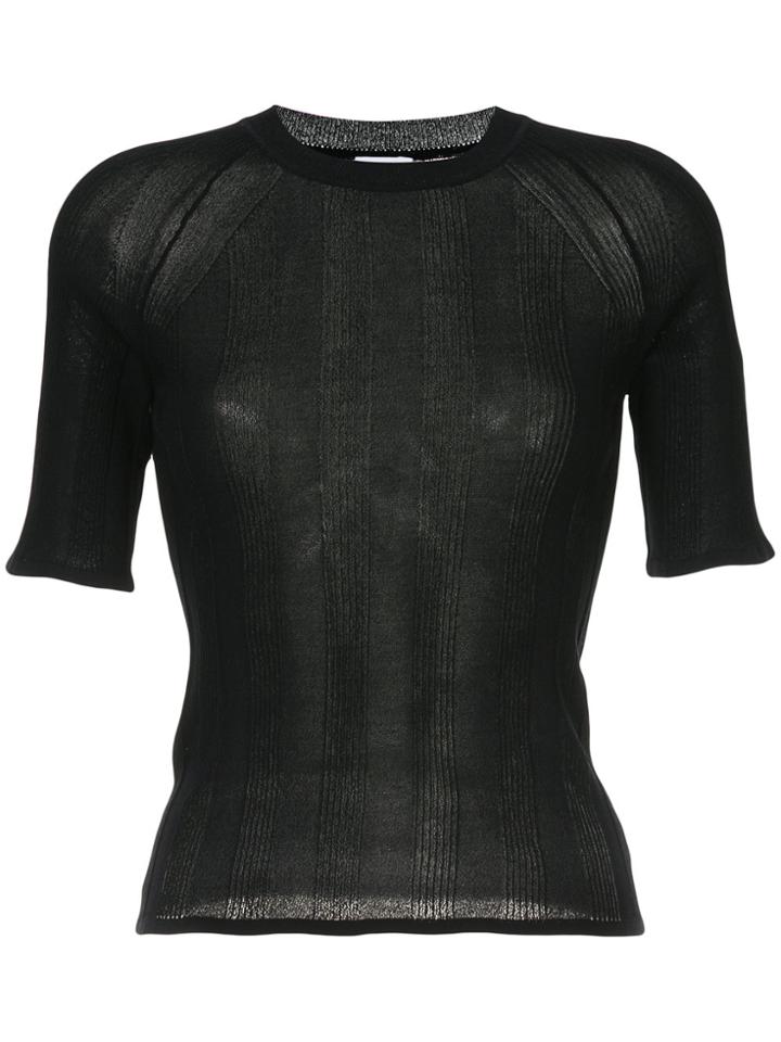 H Beauty & Youth Ribbed Half Sleeve Sweater - Black