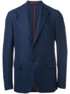 Salvatore Ferragamo Basket Weave Sport Jacket, Men's, Size: 52, Blue, Cotton/cupro