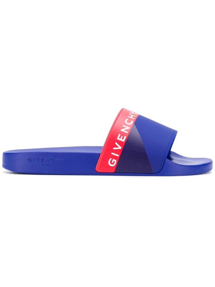 Givenchy Colour Block Logo Slides - Blue