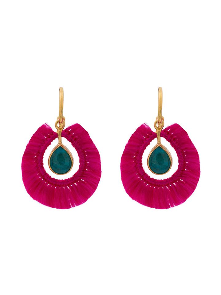 Katerina Makriyianni Fringed Gold Vermeil Apatite Earrings - Pink &