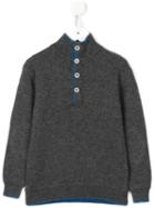 Cashmirino Button Placket Knitted Jumper, Boy's, Size: 10 Yrs, Grey
