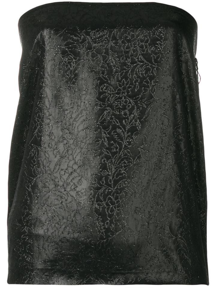 Romeo Gigli Vintage Glittery Embroidery Strapless Top - Black