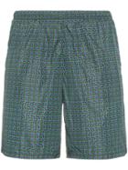 Prada Green Geometric Pattern Swim Shorts